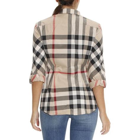 Camicia Burberry Donna M Beige Trama Classica Cotone Pre .